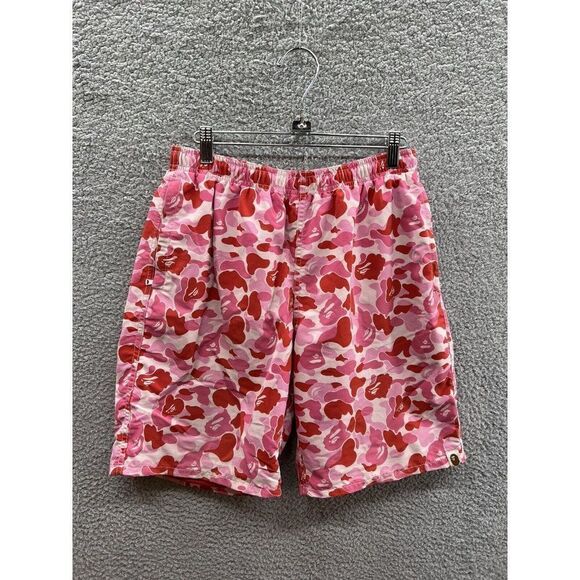 A Bathing Ape Bape Bapesta Pink Camo Beach Nylon Mesh Polyester Shorts Medium - Picture 1 of 4